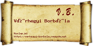 Várhegyi Borbála névjegykártya